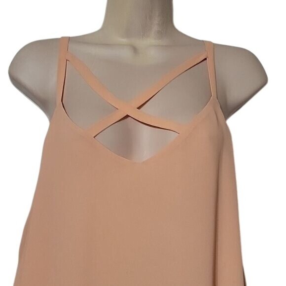 TORRID Flowy beachy Peach Criss Cross Neck Sleeveless Trapeze Tank Top Blouse  L - Picture 2 of 8